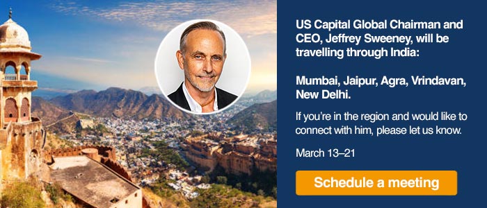 US Capital Global Chairman and CEO, Jeffrey Sweeney, will be travelling through India